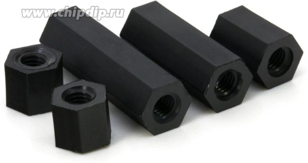 Стойка для печатных плат нейлоновая (черная) М2,5 высота 10мм (мама-мама)