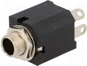 JC-116, Гнездо, Jack 6,3мм, mono,размыкающие контакты, с выключателем