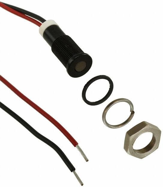 Q6F7BXXW02E, LED Panel Mount Indicators White LED 2VDC 6mm Shrt Wire IP67