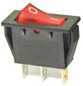 Переключатель клавишный, контакты 3T, 15А, ON-OFF, 14x32h16, подсветка ILсиняя, IRS-101-3C