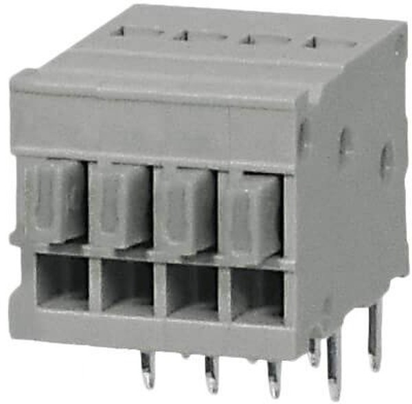 TBL009-254-04GY-2GY, Fixed Terminal Blocks Terminal block, screwless, 2.54, Horizontal, 4, Gray w Gray Button