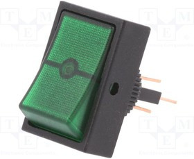 R13-207B-01-BG, ROCKER; SPST; Pos: 2; ON-OFF; 30A/12VDC; green; neon lamp; 50m?