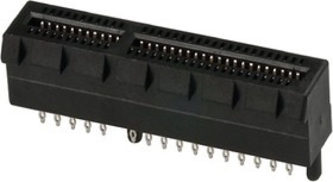10039755-10101TLF, Female Edge Connector, Through Hole Mount, 64-Contacts, 1mm Pitch, 2-Row, Press-In