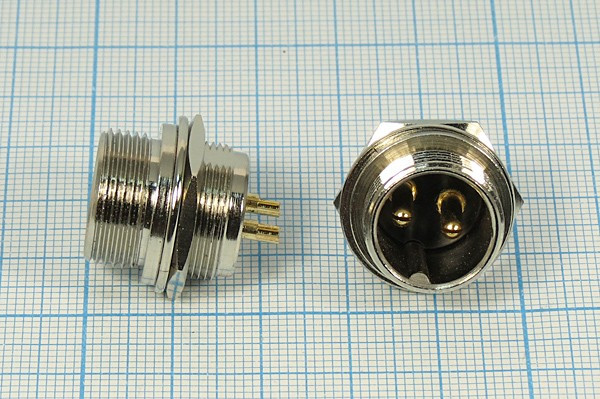 Штекер микрофонный MIC16\2P\пан\ М16\MC903-2P; №2670 штек мик MIC16\2P\пан\ М16\\MC903-2P