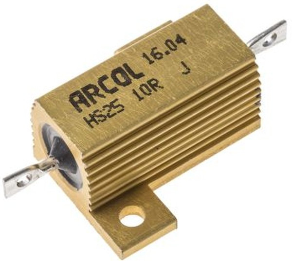 HS25-10RJ, Резистор: проволочный, с радиатором, винтами, 10Ом, 25Вт, ±5%