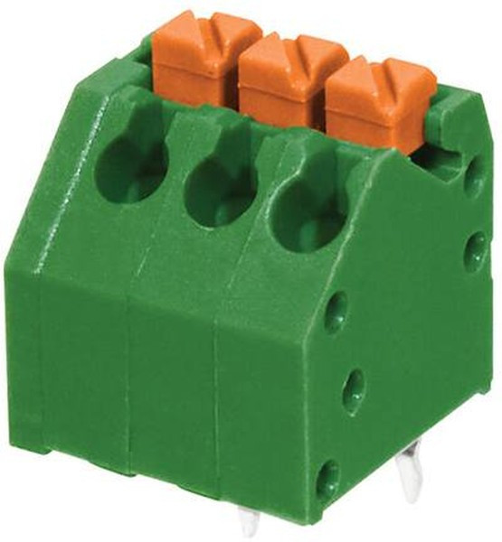 TBL002A-350-03GR-2OR, Fixed Terminal Blocks Terminal block, screwless, 3.50, 45, 3 poles, green w orange tab TBL002A-350-03GR-2OR, Fixed Terminal Blocks Terminal block, screwless, 3.50, 45, 3 poles, green w orange tab