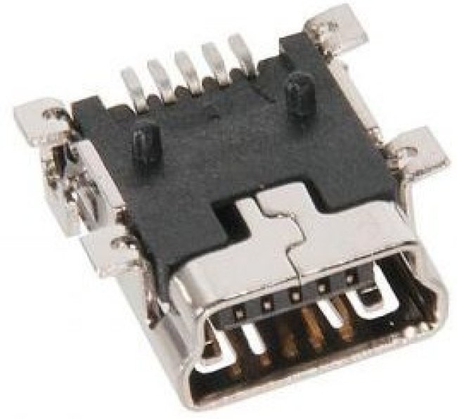 1734035-2, Гнездо, USB B mini, на плату, SMT, PIN 5, горизонтальный 1734035-2, Гнездо, USB B mini, на плату, SMT, PIN 5, горизонтальный