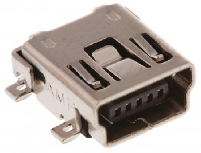 1734035-2, Гнездо, USB B mini, на плату, SMT, PIN 5, горизонтальный 1734035-2, Гнездо, USB B mini, на плату, SMT, PIN 5, горизонтальный