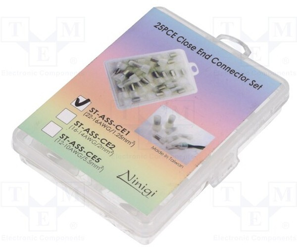 ST-ASS-CE1, Соединительн.наконечники, обжим, 22AWG-16AWG, 25шт. ST-ASS-CE1, Соединительн.наконечники, обжим, 22AWG-16AWG, 25шт.
