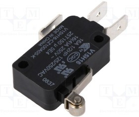 V15H16-CZ100A05-K, Микропереключатель, Стандартный, Роликовый Рычаг, SPDT, Быстрое Соединение, 16 А