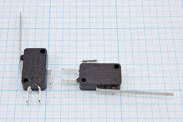 Переключатель концевой 29x10 x16мм, 220В, 16А, SPDT, планка 51мм, KW1-103B, клеммы 6.3мм; Q-1733 ПКонц 29x10 x16\220\16\[SPDT] \\L51\KW1-103