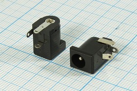 Разъем питания DC розетка , 2.1D5.5, 3C, на плату, угловой, DJK-02A