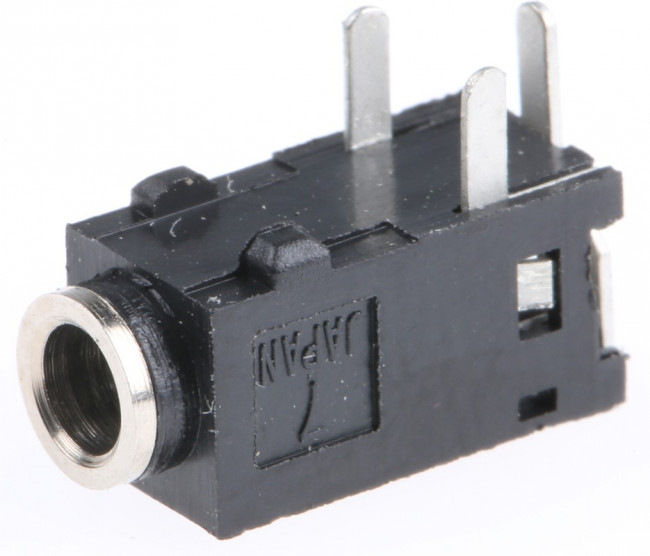 1501 04, Jack Connector 2.5 mm Through Hole Stereo Socket, 3Pole 500mA