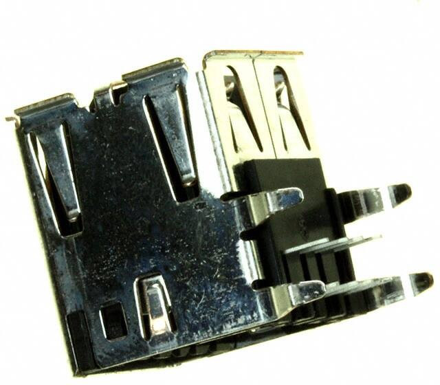 5787745-1, Conn USB 2.0 Type A RCP/RCP 4/4 POS Solder RA Thru-Hole 8 Terminal 2 Port Box/Tray