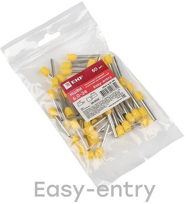 Наконечник штыревой втулочный изол. НШвИ 6.0-24 (уп.50шт) PROxima EKF nhvi-6.0-24