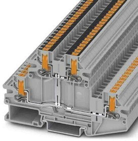 1079075, PTV Series Grey Double Level Terminal Block, Push In Termination
