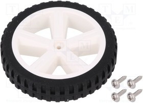 DF-FIT0500, Колесо, Диам.вала 5,4мм, белый, резина, d80мм, W 17мм, винтами