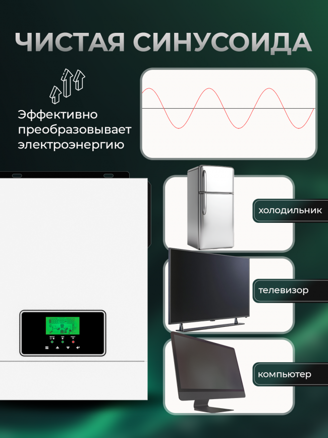 Солнечный инвертор 3,2кВА 24V MPPT 80A WIFI* сетевой инвертор гибридный Солнечный инвертор 3,2кВА 24V MPPT 80A WIFI* сетевой инвертор гибридный