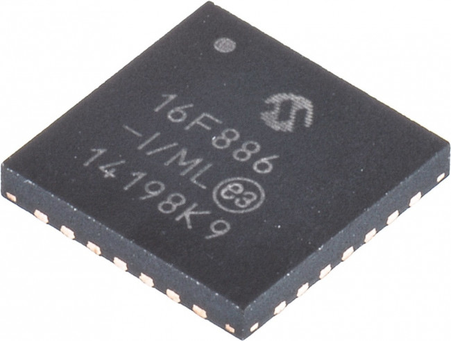 PIC16F886-I/ML, MCU 8-bit PIC RISC 14KB Flash 2.5V/3.3V/5V Automotive AEC-Q100 28-Pin QFN EP Tube