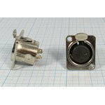 Разъем микрофонный XLR розетка, контакты 3P, монтаж на блок фланец 2 отверстия, SH030600