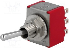 7303SYZQE, Переключатель: тумблер, Пол: 3, 3P3T, ON-OFF-ON, 2A/250ВAC, IP40 7303SYZQE, Переключатель: тумблер, Пол: 3, 3P3T, ON-OFF-ON, 2A/250ВAC, IP40