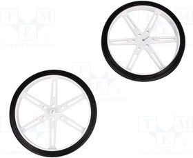 POLOLU-1434, Колесо, белый, Ось: D профиль, Кол-во шт: 2, на корпус, d: 80мм