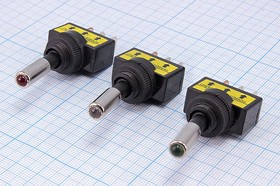 Выключатель рычажный, 12В, 20А, ON-OFF, d12,2, с подсветкой синей; №2860DB ПРыч\ 12В\20А\ON-OFF\ d12,2\ILсин\ 3T\ASW-15D-2\