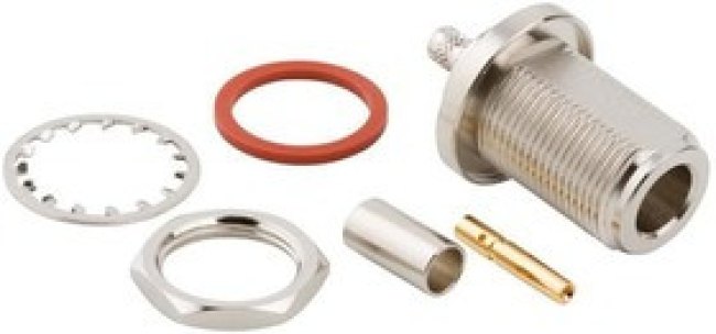 082-5378-RFX, Conn Type N 0Hz to 11GHz 50Ohm Crimp ST Panel Mount RCP Gold