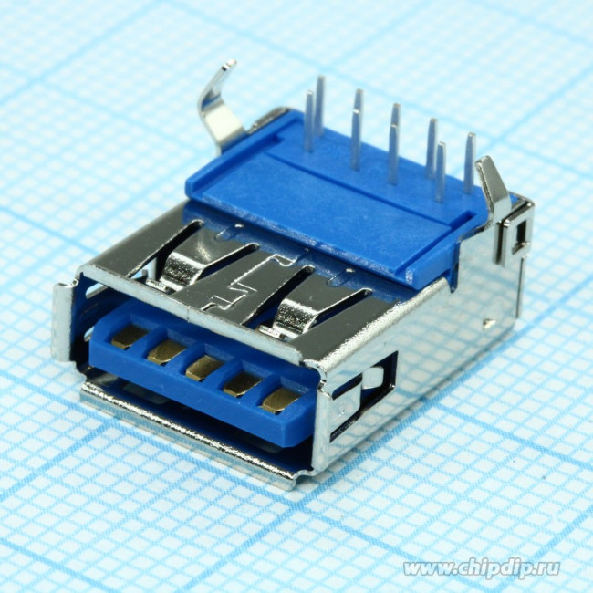 48405-0003, Right Angle, Through Hole, Socket Type A 3.0 USB Connector