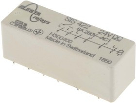SIS 422 24VDC, PCB Mount Force Guided Relay, 24V dc Coil Voltage, 4PST, DPST