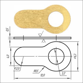Лепесток латунный PSV 1-1-3,2-12-00