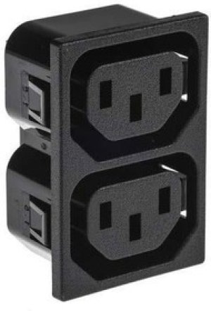 PX0714/2/15/28, IEC Power Connector, IEC C13 Outlet, 15 А, 250 В AC, Быстрое Соединение, Snap-In, Flange Mount