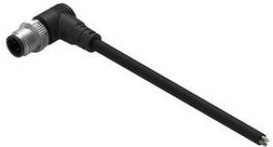 643631120304, Cable Assembly, Polyamide 6.6, M12 Plug - Bare End, 4 Conductors, 2m, IP67, Angled, Black