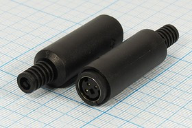 Разъем (miniDIN) MDN-3F [S-VHS] розетка, контакты 3HP, монтаж на кабель, пластик хвост, MDN-3F [S-VHS]