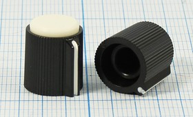 Ручка, внутренний диаметр d6,0, 18 зубцов, размер 13x15, пластик, черный/бел, CP-NB