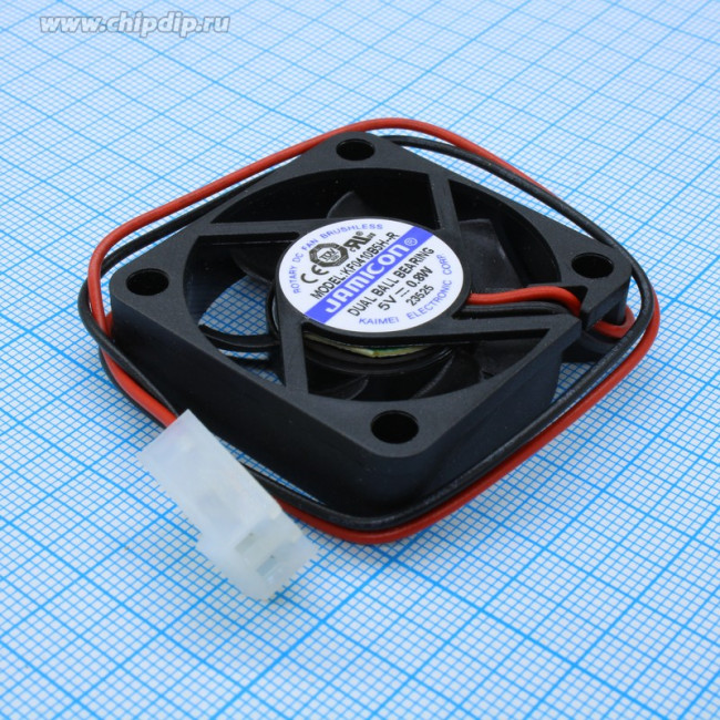 KF0410B5H--R (KF0410B5H-012C217R) (6000RPM) 5V/0.13A (40х40х10) B(подшипник) CFM6/dBA28 Jamicon вентилятор с разъемом 2 конт.MOLEX 5239-2(PH