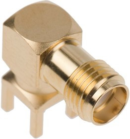 32K201-400L5, Device socket, SMA angled, SMA, Brass, Socket, Right Angle, 50Ohm, Radial Leads