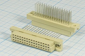 Розетка DIN41612 на 48 гнёзд (3ряда по 16контактов), шаг 2.54мм, монтаж на плату; №10078 гн ПрС DIN41612\P2,54\ 48HP[A+B+C]\\\D33-48F1WS