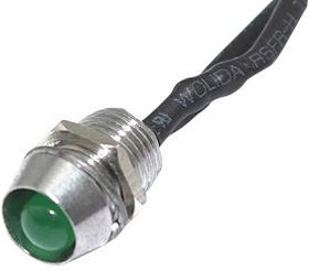 FL1M-6CW-2-G12V, LED Panel Mount Indicators LED GRN 6MM NUT 12VDC