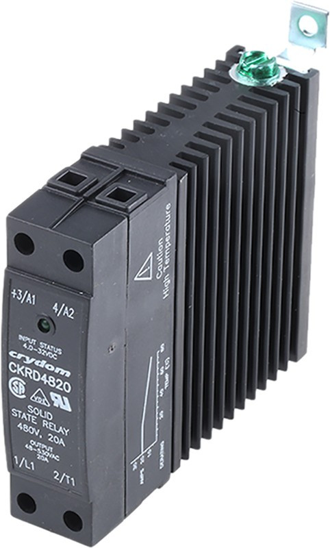 CKRD4820, Твердотельное реле, SPST-NO, 20 А, 530 В СКЗ, DIN-рейка, Зажимная Клетка, Переход Через Нуль CKRD4820, Твердотельное реле, SPST-NO, 20 А, 530 В СКЗ, DIN-рейка, Зажимная Клетка, Переход Через Нуль