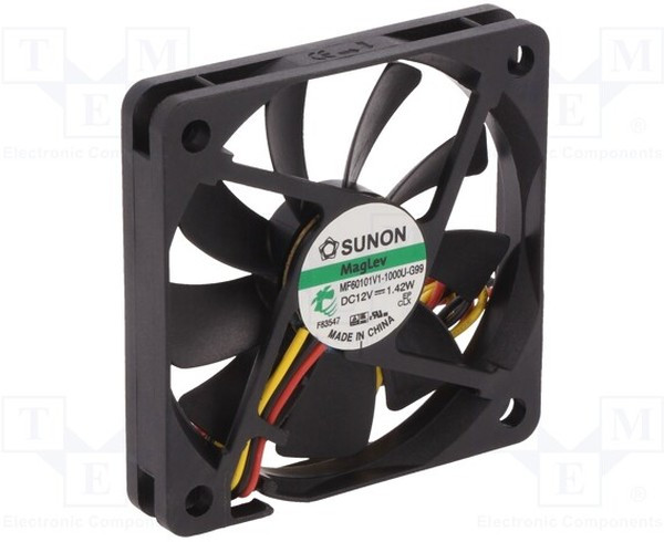 MF60101V1-1000U-G99, Вентилятор осевой, 12В DC, 60x60x10мм, подшипник Vapo, 27,55куб.м/ч, 28,5дБА