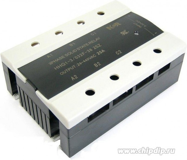 HHG1-3/032F-38-15A, Реле 3-32VDC, 15A/440VAC (zero-cross) трехфазное HHG1-3/032F-38-15A, Реле 3-32VDC, 15A/440VAC (zero-cross) трехфазное