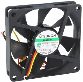 ME70151V1-G99, Вентилятор осевой, 12В DC, 70x70x15мм, подшипник Vapo, 45,63куб.м/ч, 31,5дБА, 3 провода