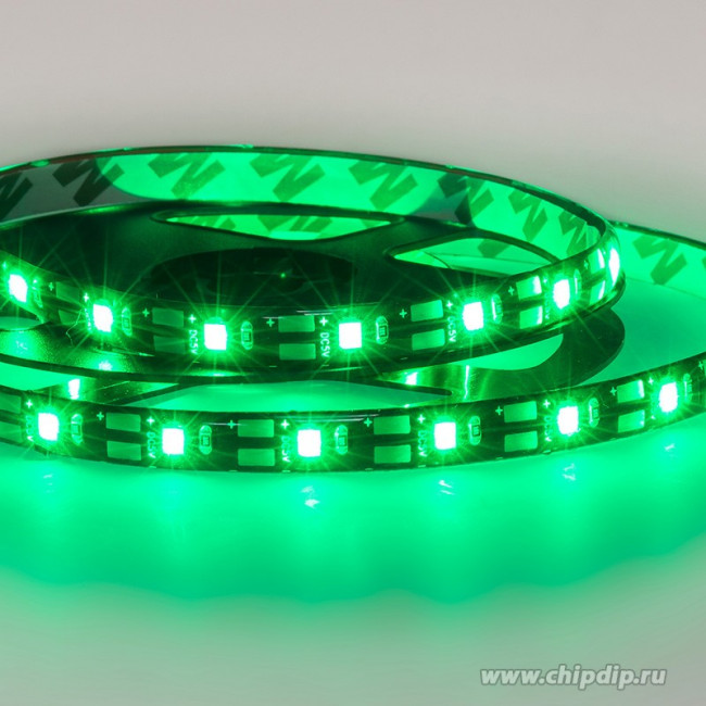 141-384, Лента светодиодная 5В, SMD2835, 4,8Вт/м, 60 LED/м, зеленый, 8мм, 1м, с USB коннектором, черная, IP65