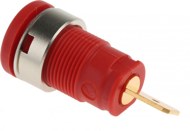 972356101, Red Female Banana Socket, 4 mm Connector, Tab Termination, 32A, 1000V ac/dc, Gold Plating