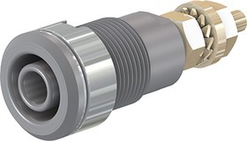 23.3020-28, Grey Female Banana Socket, 4 mm Connector, Solder Termination, 32A, 1000V, Gold Plating