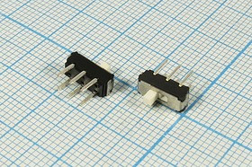 Переключатель движковый, 9.0x 3.5h 2.0, контакты 6P, 0.3А, 6В, DPDT,SM190
