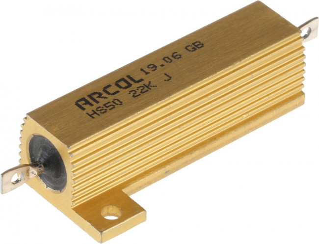 HS50 22K J, 22k 50W Wire Wound Chassis Mount Resistor HS50 22K J ±5%