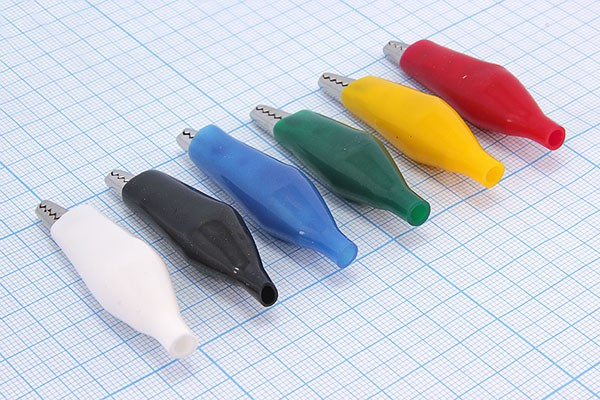 WD027/R, Зажим "крокодил" с изолятором, 10А, L42.5мм, красный; №180 R зажим "крокодил" L 42,5x35,5x3,5\ 10А\обж\\изол кр\