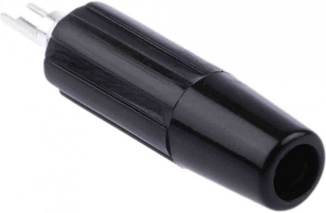 Black Male Banana Plug, Solder Termination, 10A, 50V, Silver Plating